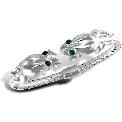 925 Sterling Silver  Rhodium Double Frog Ladies Bangle - ABG050