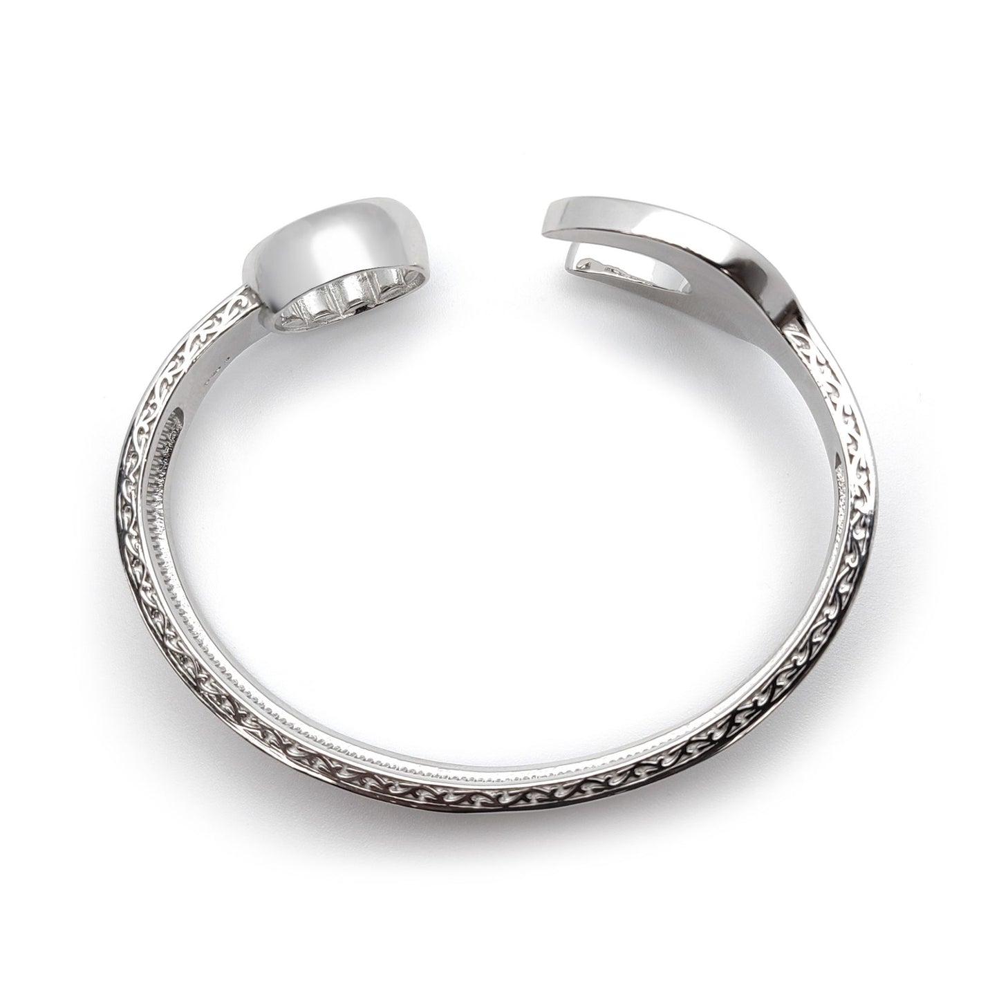 Mens Sterling Silver  Heavy Casted Carved Spanner Bangle Bracelet - ABG053