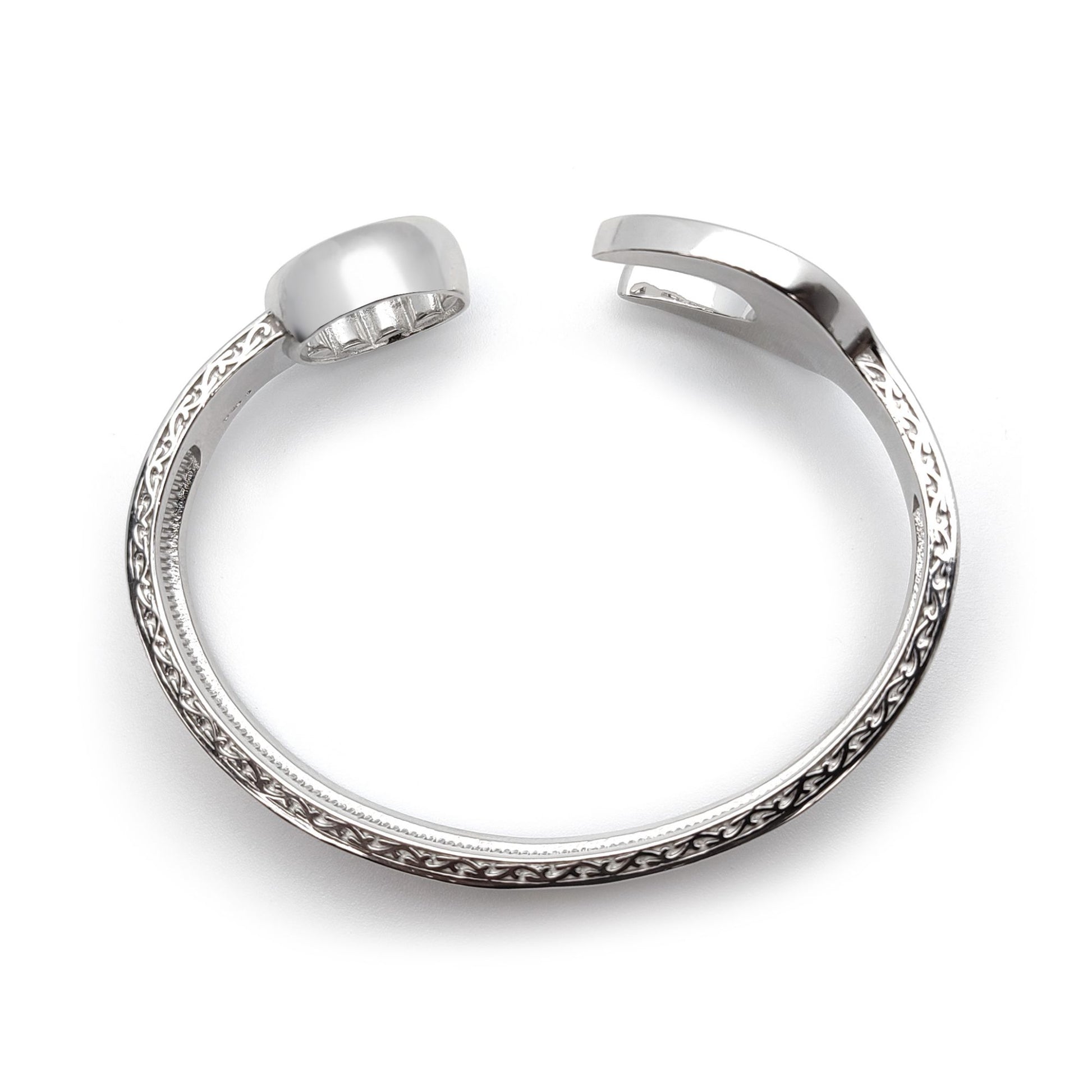 Mens Sterling Silver  Heavy Casted Carved Spanner Bangle Bracelet - ABG053