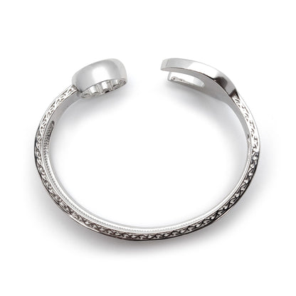 Mens Sterling Silver  Heavy Casted Carved Spanner Bangle Bracelet - ABG053