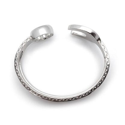 Mens Sterling Silver  Heavy Casted Carved Spanner Bangle Bracelet - ABG053