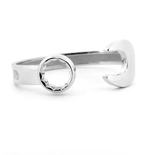 Mens Sterling Silver  Heavy Casted Carved Spanner Bangle Bracelet - ABG053