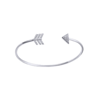 Silver  CZ Arrowhead Chevrons Torque Bangle Bracelet - ABG070
