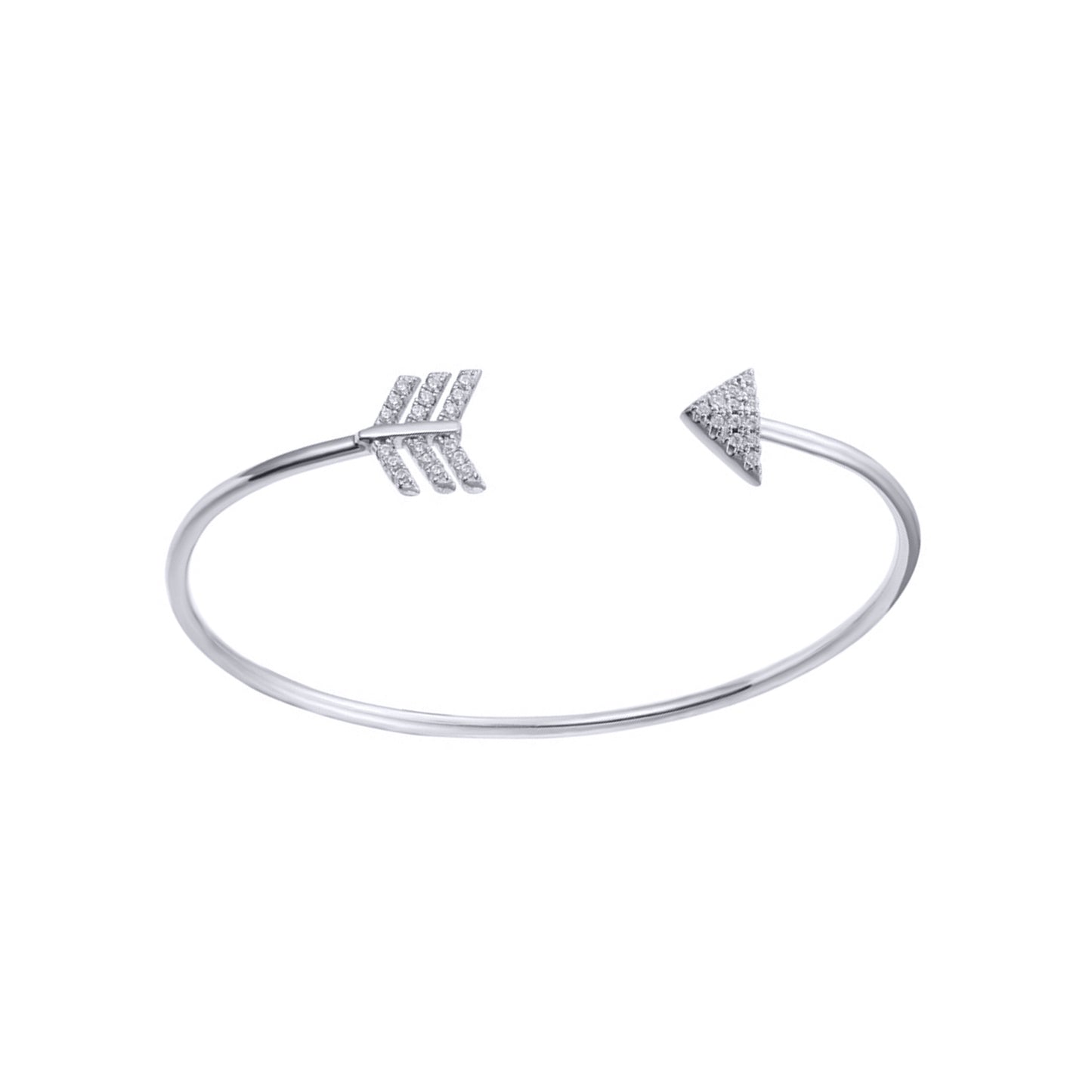 Silver  CZ Arrowhead Chevrons Torque Bangle Bracelet - ABG070