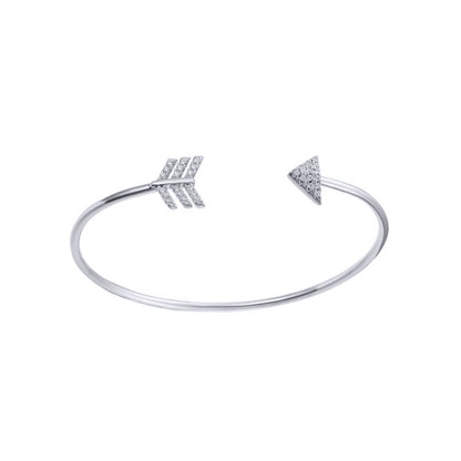 Silver  CZ Arrowhead Chevrons Torque Bangle Bracelet - ABG070