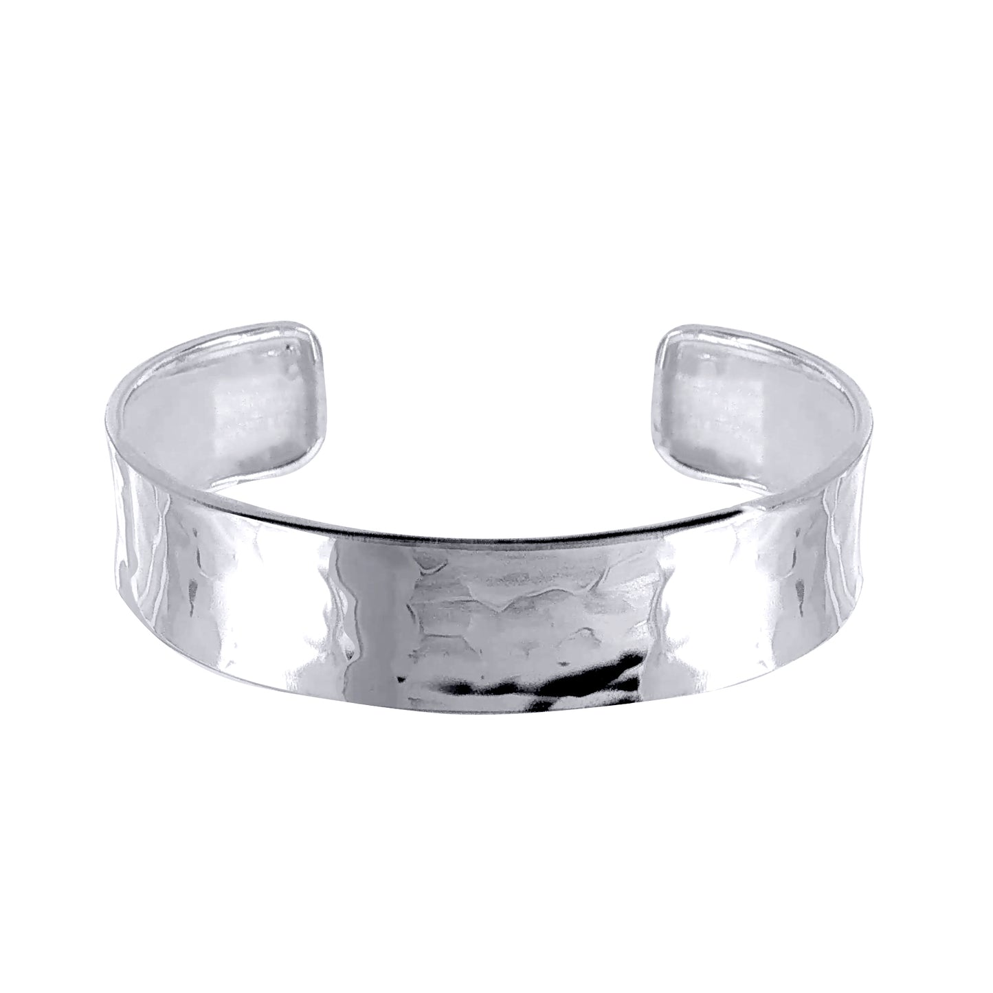 Silver  Shimmer Hammer Flexible Cuff Bangle Bracelet 16mm - ABG071