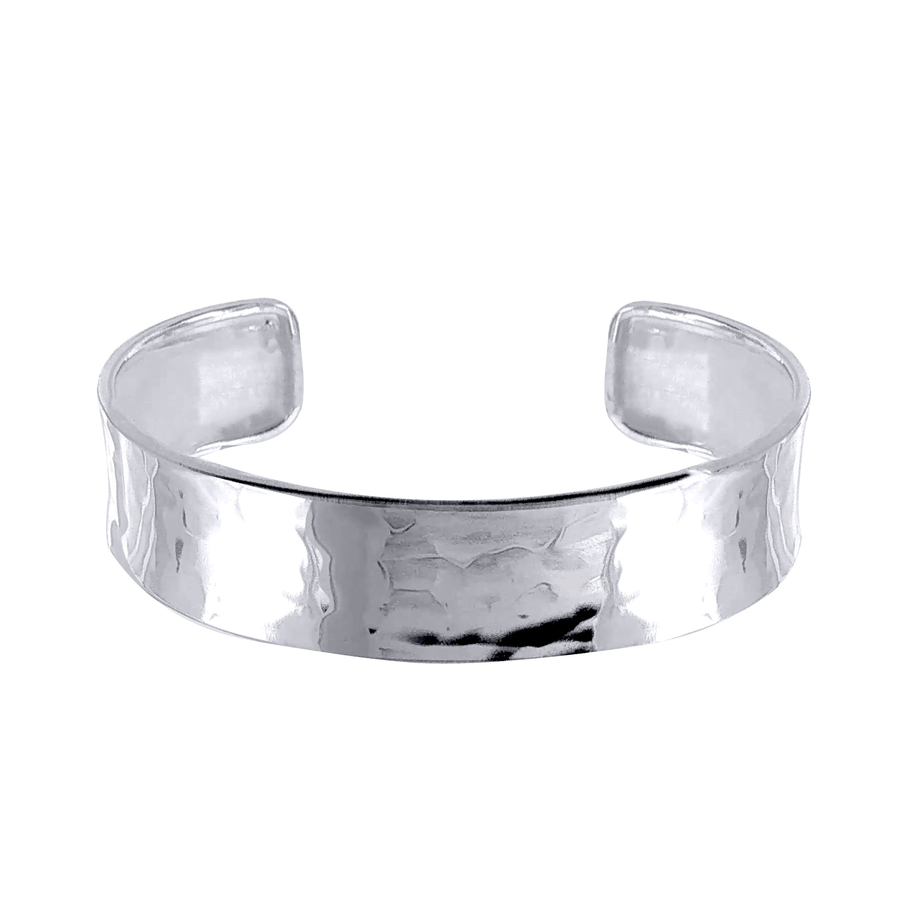 Silver  Shimmer Hammer Flexible Cuff Bangle Bracelet 16mm - ABG071