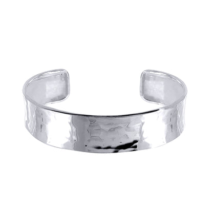 Silver  Shimmer Hammer Flexible Cuff Bangle Bracelet 16mm - ABG071