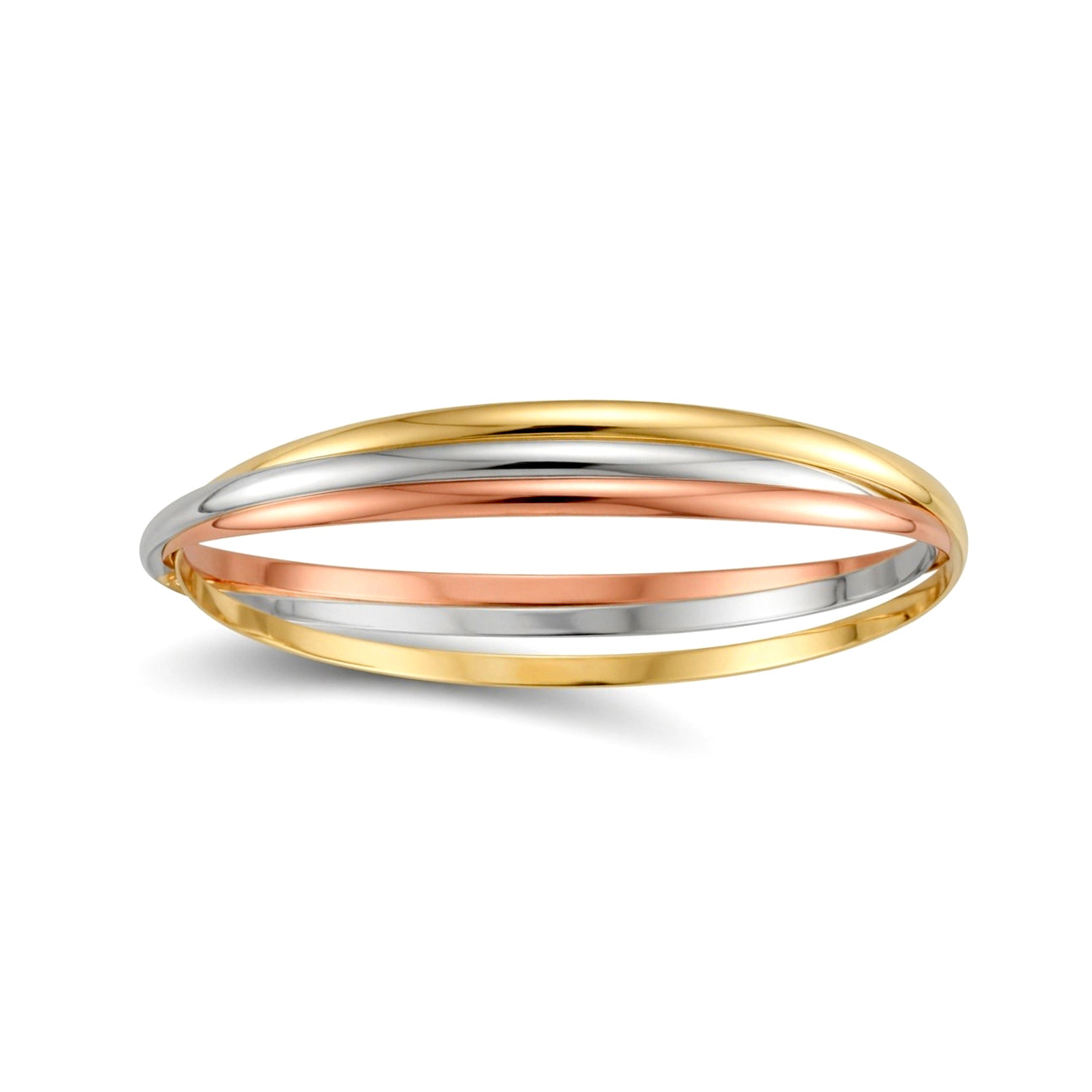 3-Colour Silver  Russian Wedding Love Bond Bangle Bracelet 2.5mm - ABG072A