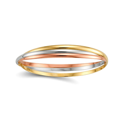 3-Colour Silver  Russian Wedding Love Bond Bangle Bracelet 2.5mm - ABG072A