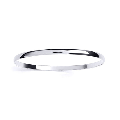 Rhodium-plated Silver  D-Shaped Band Slave Bangle Bracelet 4mm - ABG073