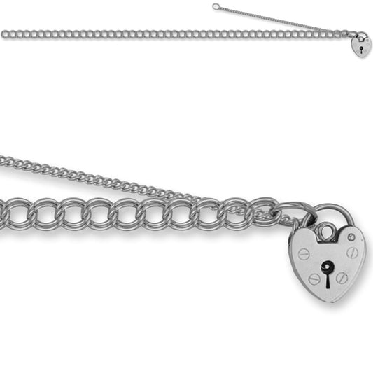 Sterling Silver  double curb charm  Charm Bracelet - 4mm gauge - ACB004