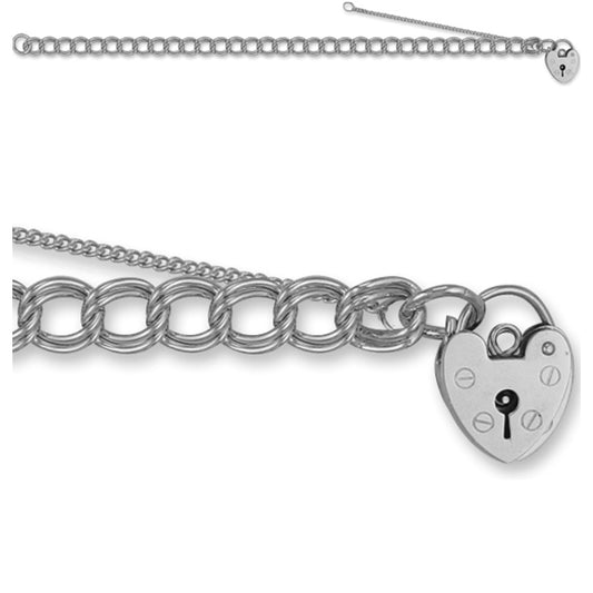 Sterling Silver  double curb charm  Charm Bracelet - 7mm gauge - ACB005
