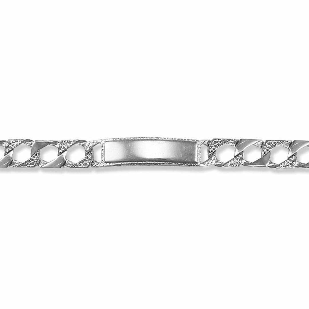 Boys Rhodium Plated Silver  Lizard Curb ID Bracelet 8mm 6" - ACC004