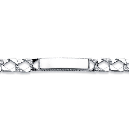 Boys Rhodium Plated Silver  Lizard Curb ID Bracelet 8mm 6" - ACC004