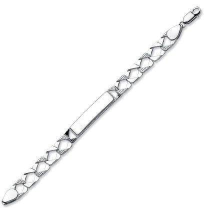 Boys Rhodium Plated Silver  Lizard Curb ID Bracelet 8mm 6" - ACC004