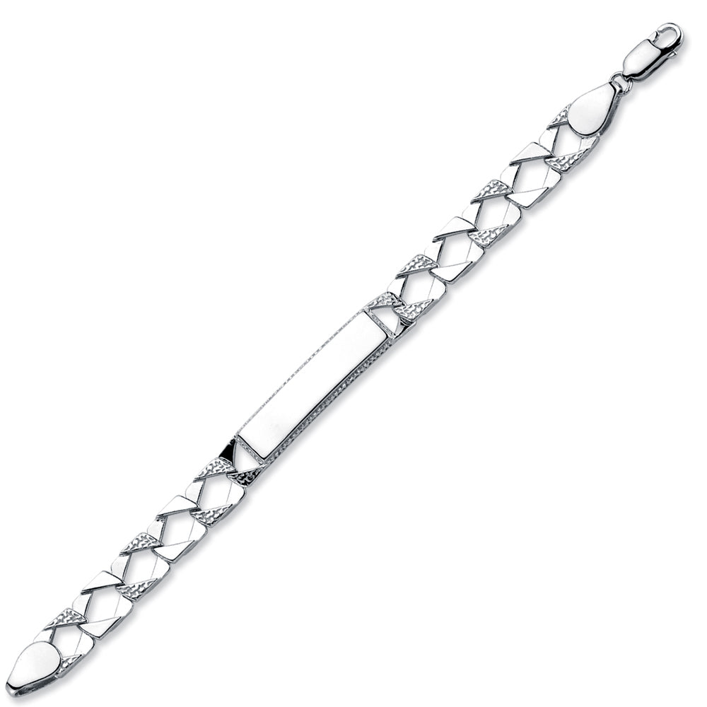 Boys Rhodium Plated Silver  Lizard Curb ID Bracelet 8mm 6" - ACC004