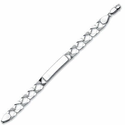 Boys Rhodium Plated Silver  Lizard Curb ID Bracelet 8mm 6" - ACC004