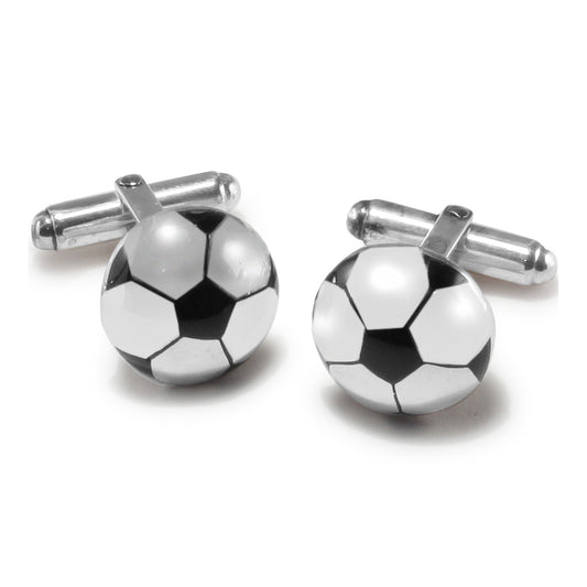 Sterling Silver  Football Soccer Ball T-shape Cufflinks 16mm - ACL002
