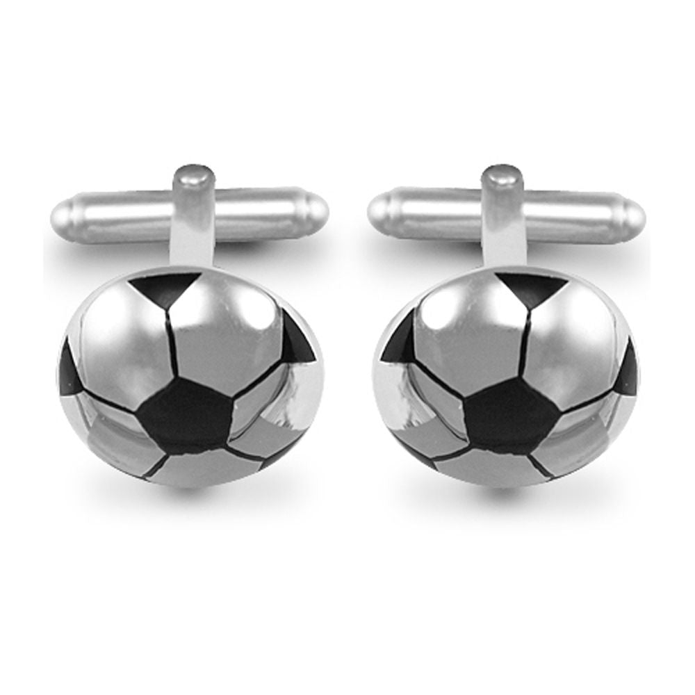 Sterling Silver  Football Soccer Ball T-shape Cufflinks 16mm - ACL002
