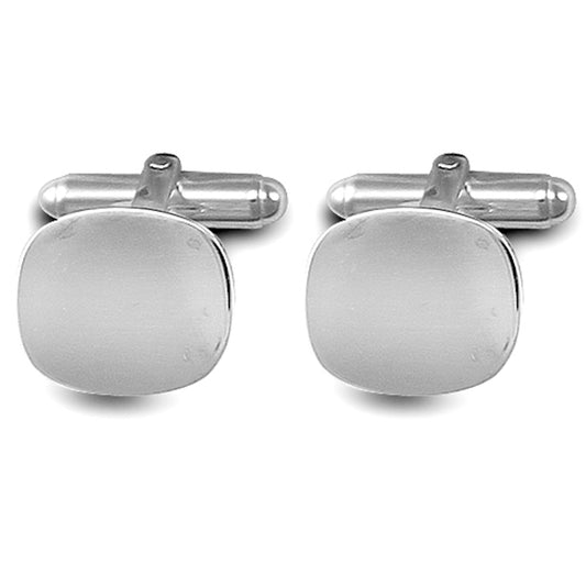 Sterling Silver  Square Cushion T-shape Cufflinks 15mm - ACL006