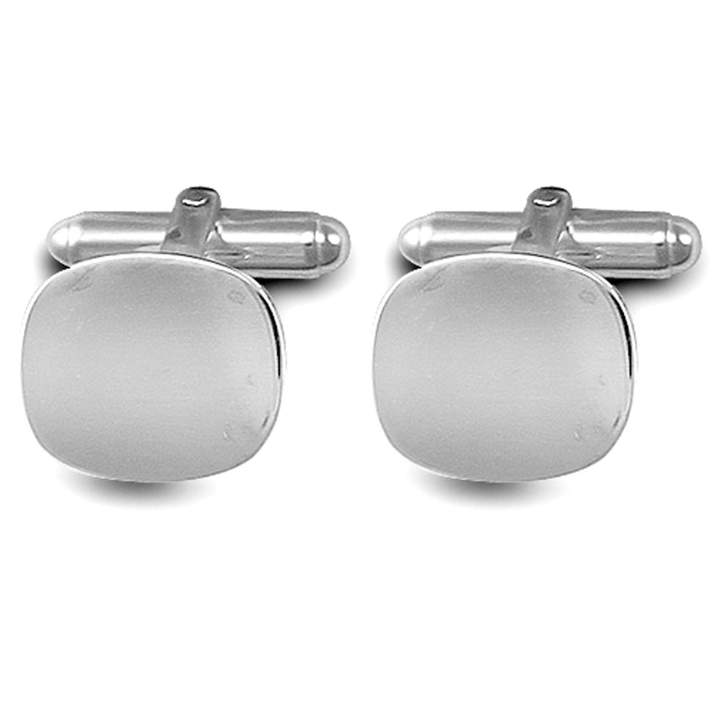 Sterling Silver  Square Cushion T-shape Cufflinks 15mm - ACL006