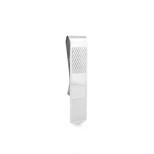 Sterling Silver  Rhombus Quilt Argyle Pattern ID Bar Money clip - ACL016
