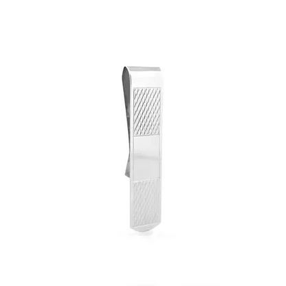 Sterling Silver  Rhombus Quilt Argyle Pattern ID Bar Money clip - ACL016