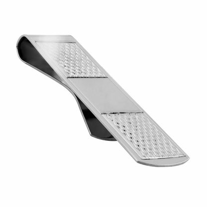 Sterling Silver  Rhombus Quilt Argyle Pattern ID Bar Money clip - ACL016