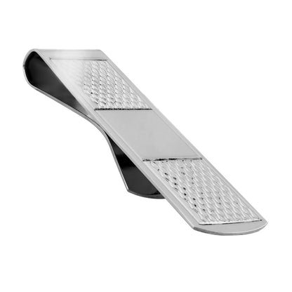 Sterling Silver  Rhombus Quilt Argyle Pattern ID Bar Money clip - ACL016