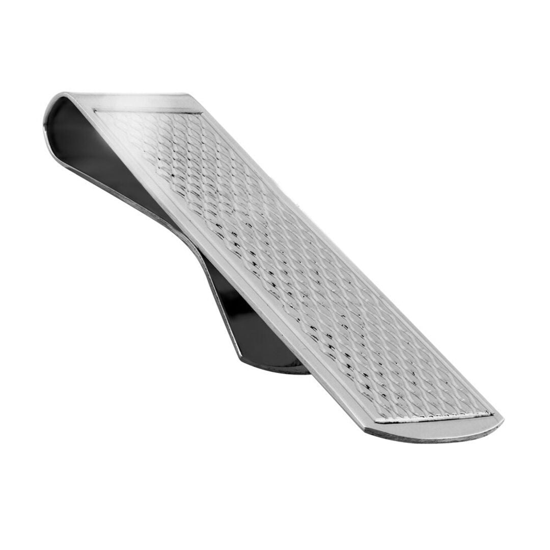 Sterling Silver  Rhombus Quilt Argyle Pattern Money clip - ACL017
