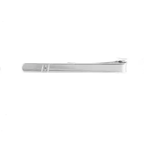 Mens Rhodium Silver  Diamond Diagonal Solitaire Slide-on Tie Clip - ACL020