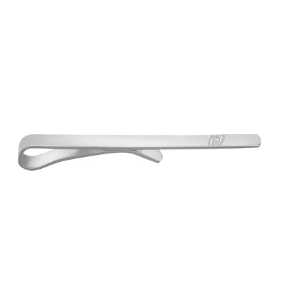 Mens Rhodium Silver  Diamond Diagonal Solitaire Slide-on Tie Clip - ACL020