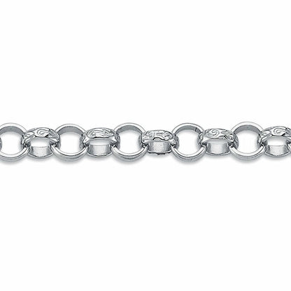 Womens Rhodium Plated Silver  Carved Belcher Bracelet 7mm 7.5" - ACN002F-7.5