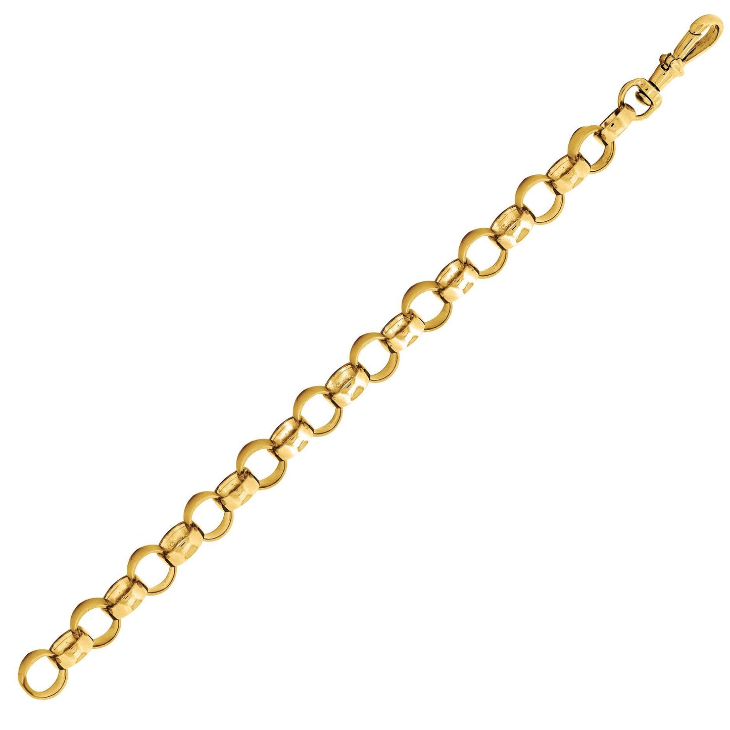 Mens Gold Plated Silver  Plain Belcher Bracelet 9mm 8.5" - ACN002H