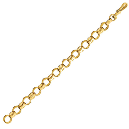 Mens Gold Plated Silver  Plain Belcher Bracelet 9mm 8.5" - ACN002H