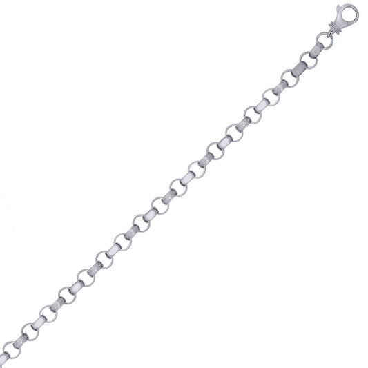 Silver  Engraved Cast Belcher 8mm Chain Bracelet 8.5inch 21cm - ACN002J