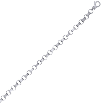 Silver  Engraved Cast Belcher 8mm Chain Bracelet 8.5inch 21cm - ACN002J