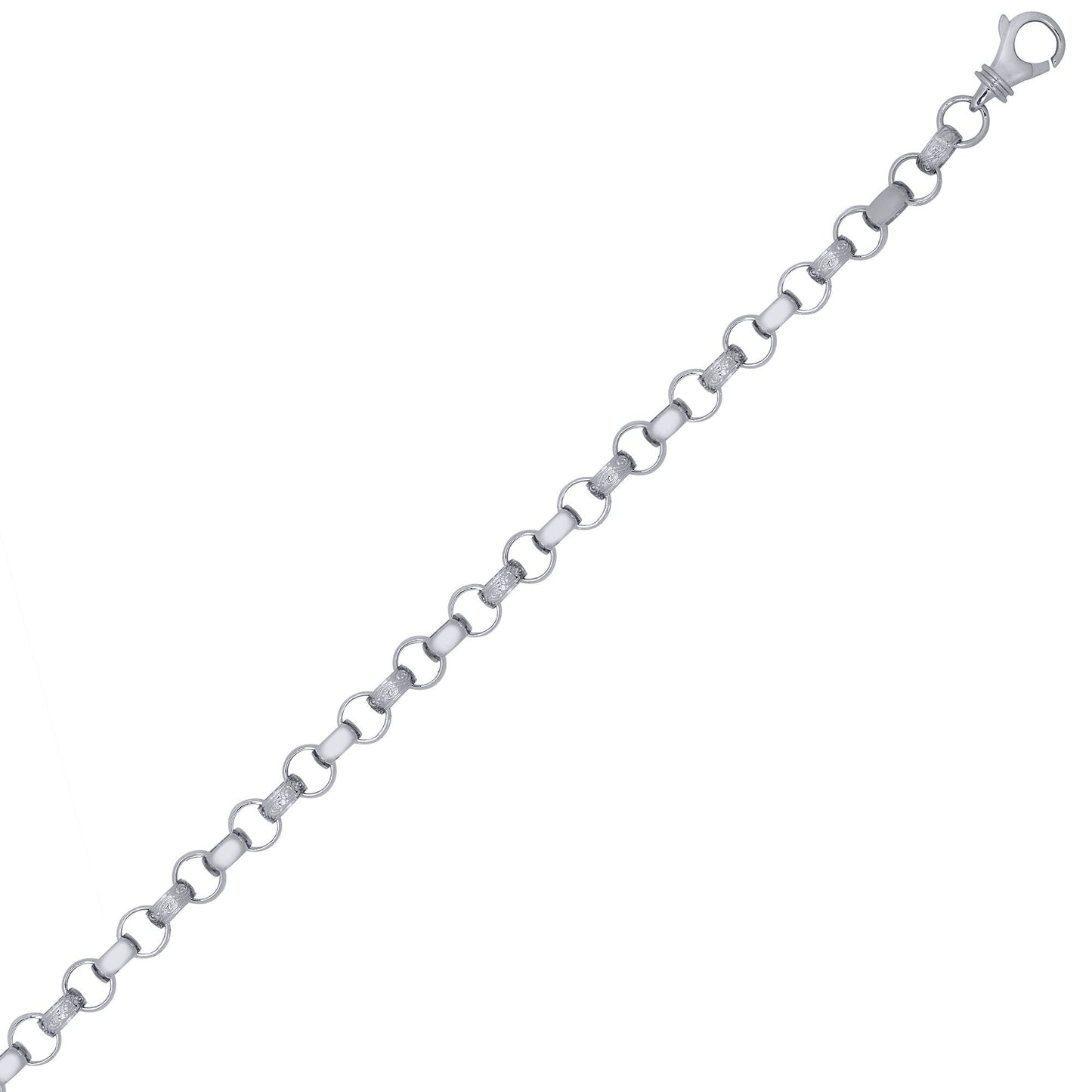 Silver  Engraved Cast Belcher 8mm Chain Bracelet 8.5inch 21cm - ACN002J
