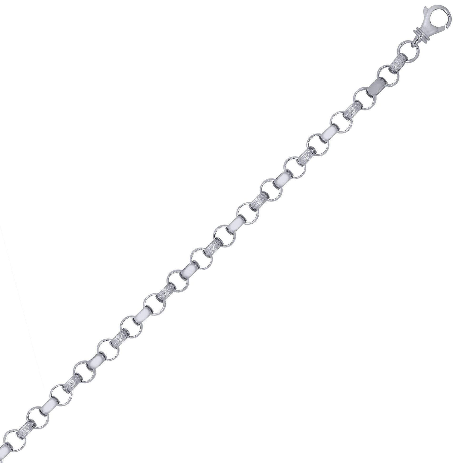 Silver  Engraved Cast Belcher 8mm Chain Bracelet 8.5inch 21cm - ACN002J