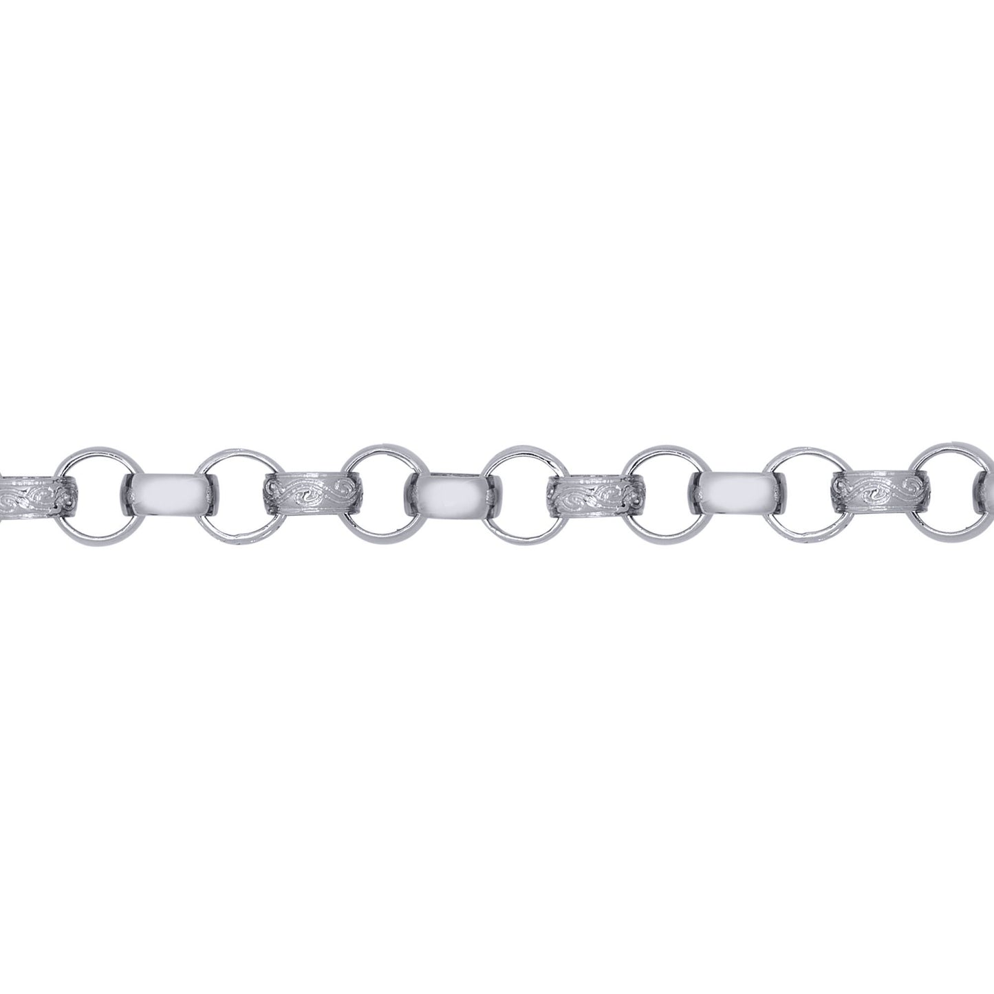 Mens Solid Silver  Engraved Cast Belcher 8mm Chain Necklace - ACN002J