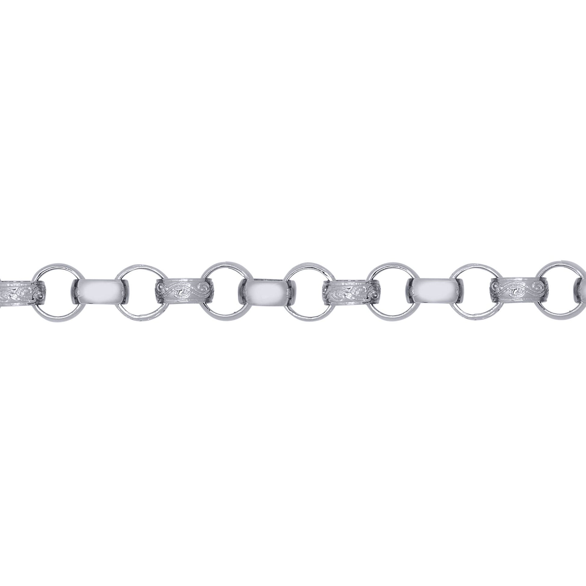 Mens Solid Silver  Engraved Cast Belcher 8mm Chain Necklace - ACN002J