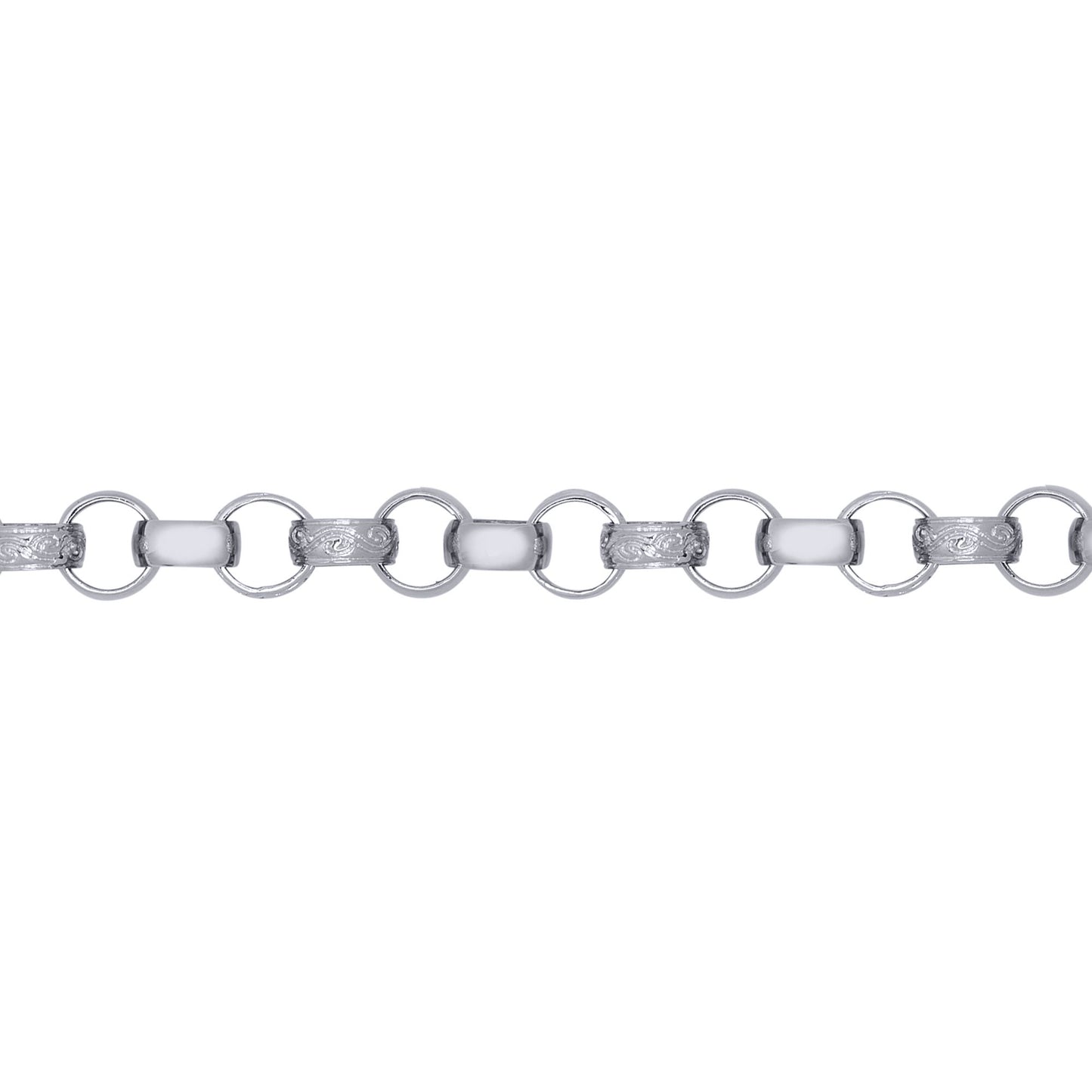 Mens Solid Silver  Engraved Cast Belcher 8mm Chain Necklace - ACN002J
