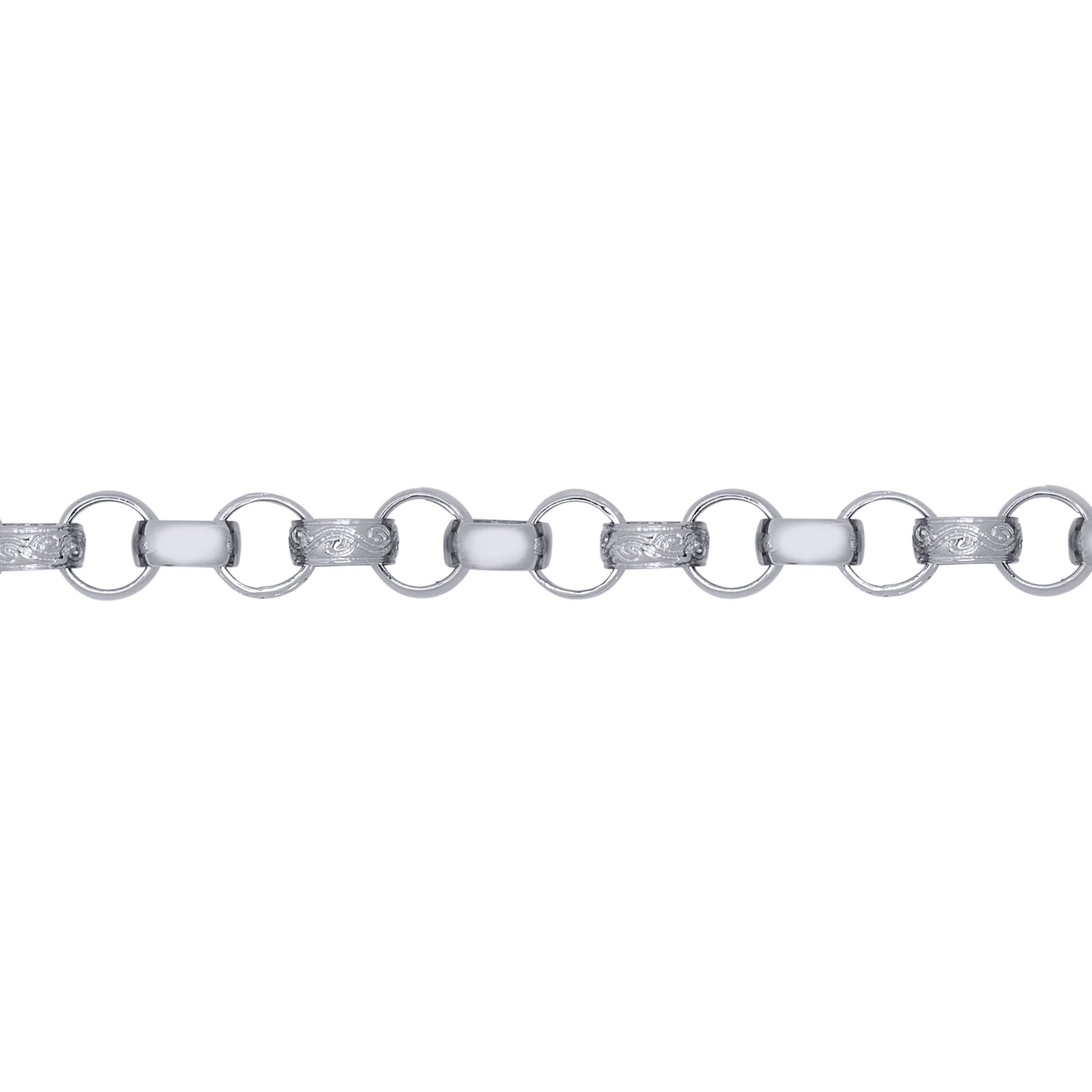 Mens Solid Silver  Engraved Cast Belcher 8mm Chain Necklace - ACN002J