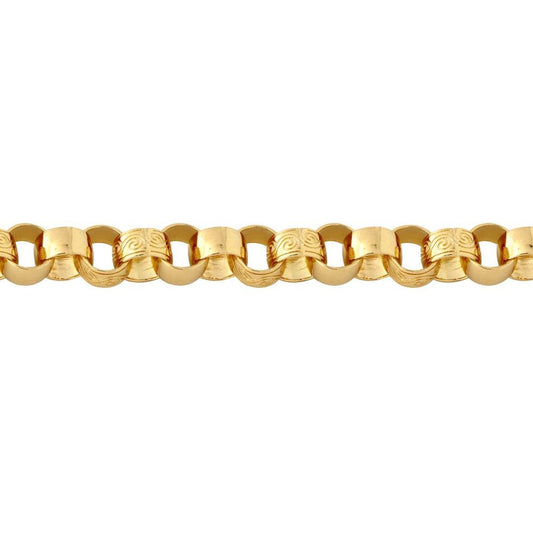 Gold-plated Silver  Engraved Cast Belcher 11.5mm Chain Necklace - ACN002K-GP