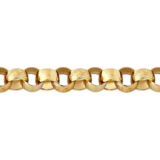 Gold-plated Silver  Engraved Cast Belcher 15mm Chain Necklace - ACN002L-GP