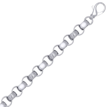Mens Solid Silver  Engraved Cast Belcher 15mm Chain Necklace - ACN002L