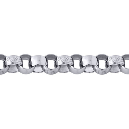Silver  Engraved Cast Belcher 15mm Chain Bracelet 9 inch 23cm - ACN002L