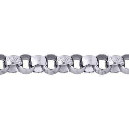 Mens Solid Silver  Engraved Cast Belcher 15mm Chain Necklace - ACN002L