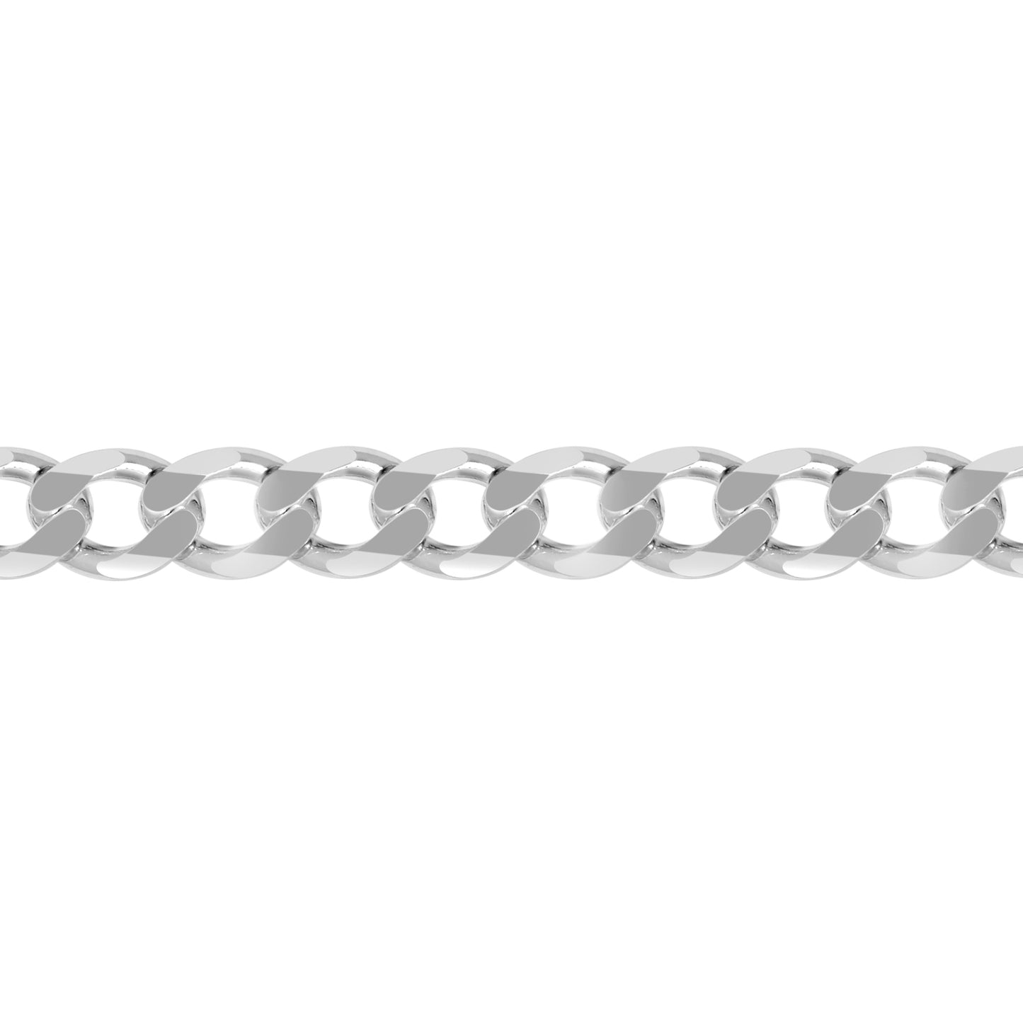 Mens Rhodium Silver  Diamond-cut Flat Curb 9.5mm Chain Necklace - ACN006J